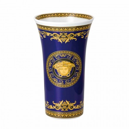 Rosenthal Versace Medusa Albastru Vas de porțelan moderne 26cm de design Viadurini