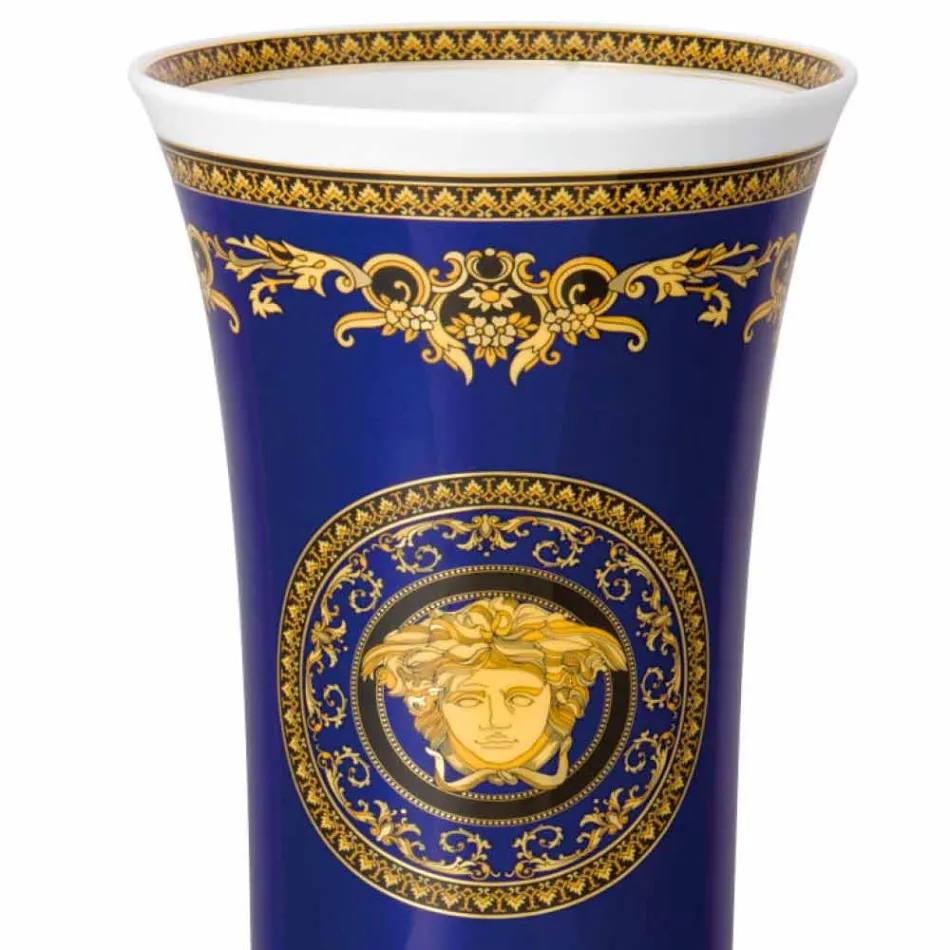 Rosenthal Versace Medusa Albastru Vas de porțelan moderne 34cm de design Viadurini