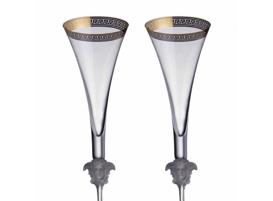 Rosenthal Versace Medusa D'Or 4 cesti flaut în design de cristal Viadurini