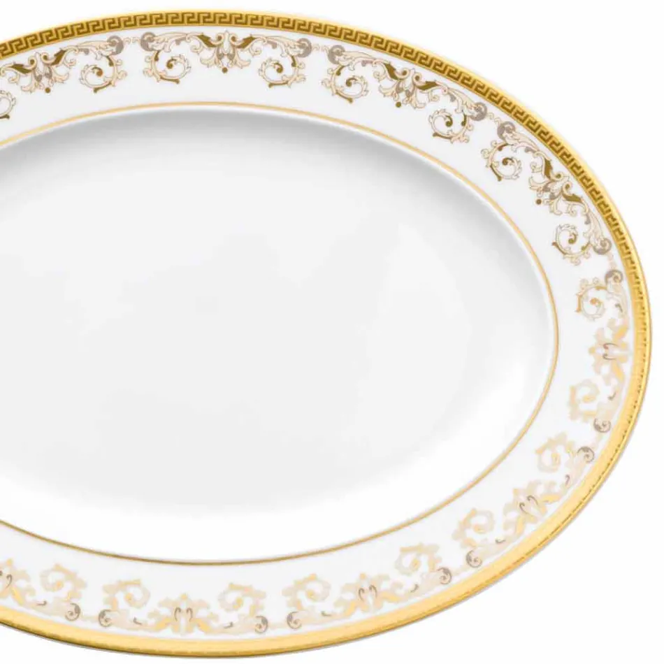 Rosenthal Versace Medusa Gala de aur 34cm porțelan Design placă ovală Viadurini