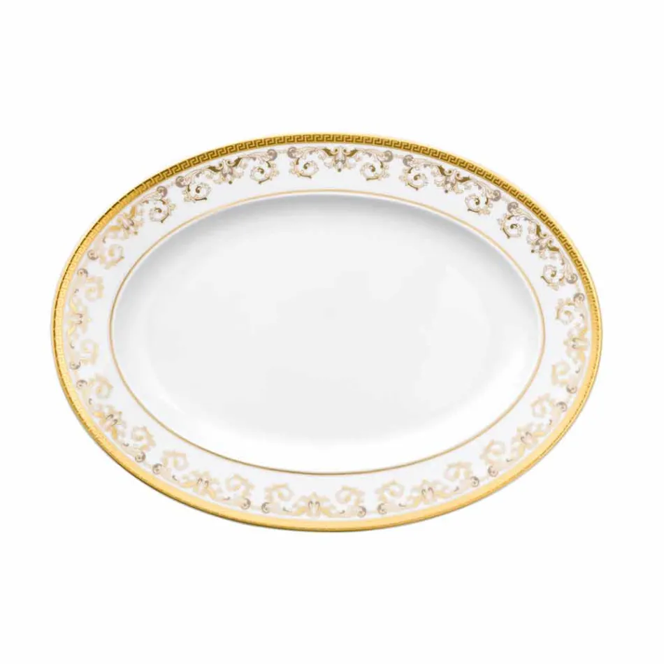 Rosenthal Versace Medusa Gala de aur 34cm porțelan Design placă ovală Viadurini