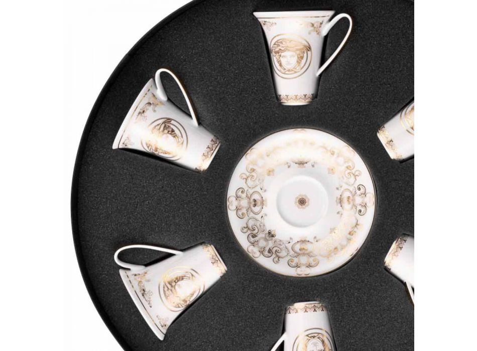 Rosenthal Versace Medusa Gala de Aur cesti de espresso set 6pz porțelan Viadurini