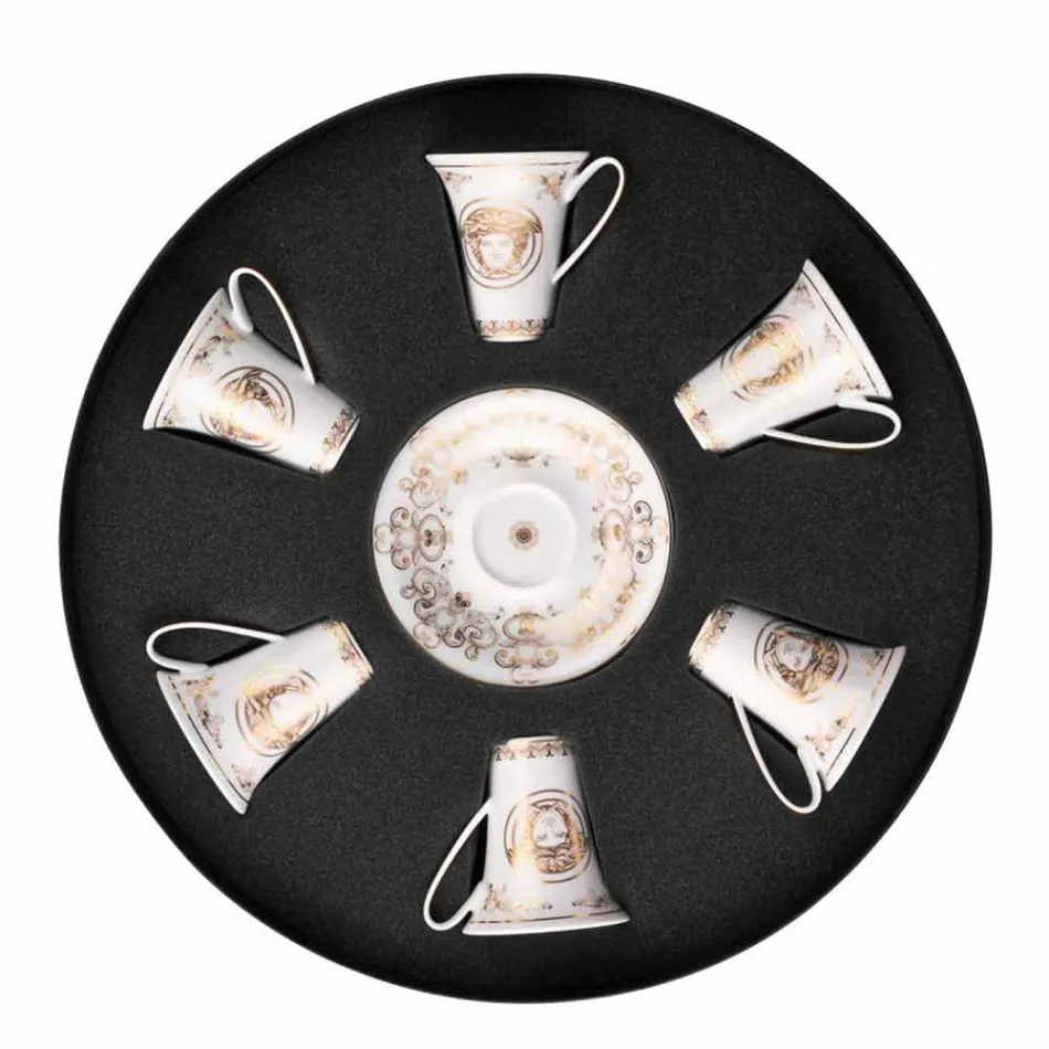 Rosenthal Versace Medusa Gala de Aur cesti de espresso set 6pz porțelan Viadurini