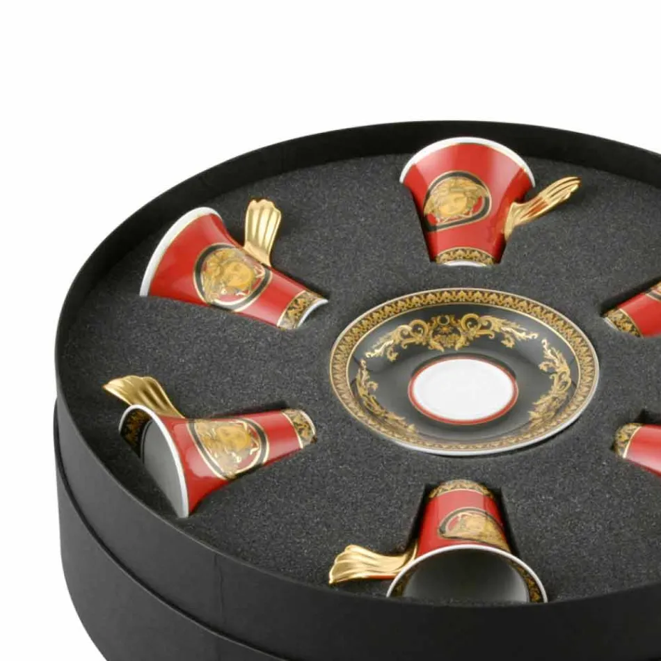 Rosenthal Versace Medusa Red septembrie cești de porțelan espresso 6 buc Viadurini