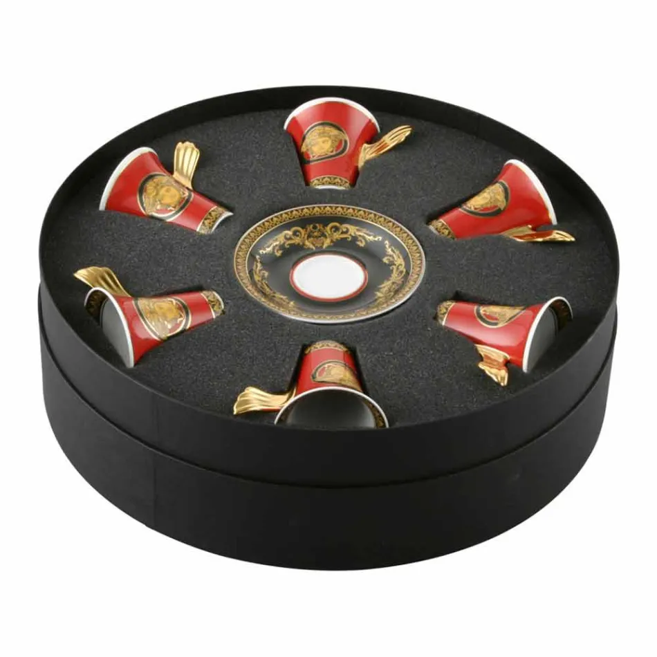 Rosenthal Versace Medusa Red septembrie cești de porțelan espresso 6 buc Viadurini