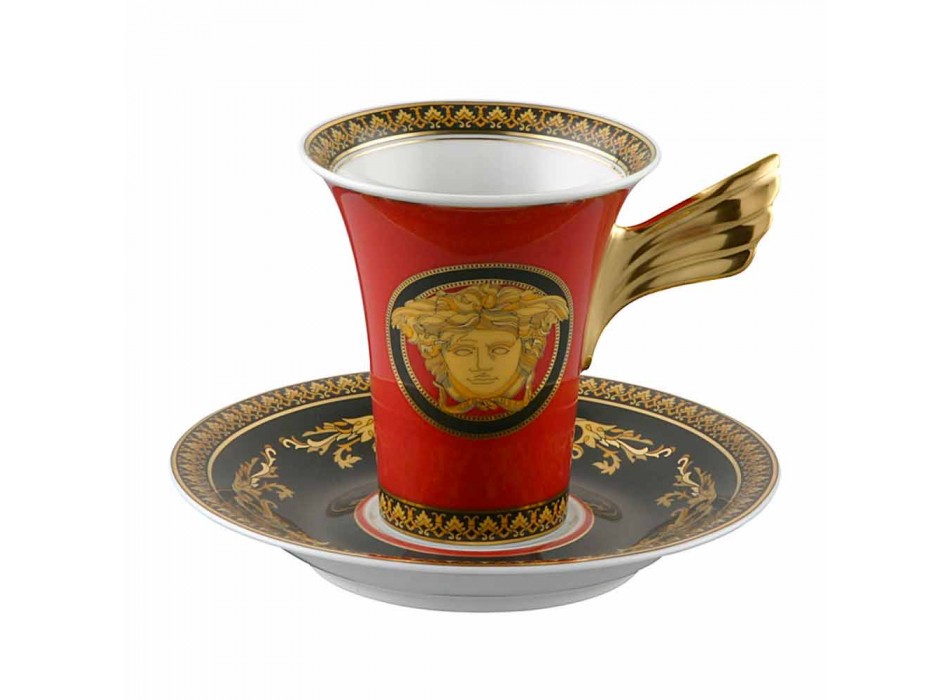 Rosenthal Versace Medusa ceașcă roșu de cafea din porțelan de mare de design Viadurini