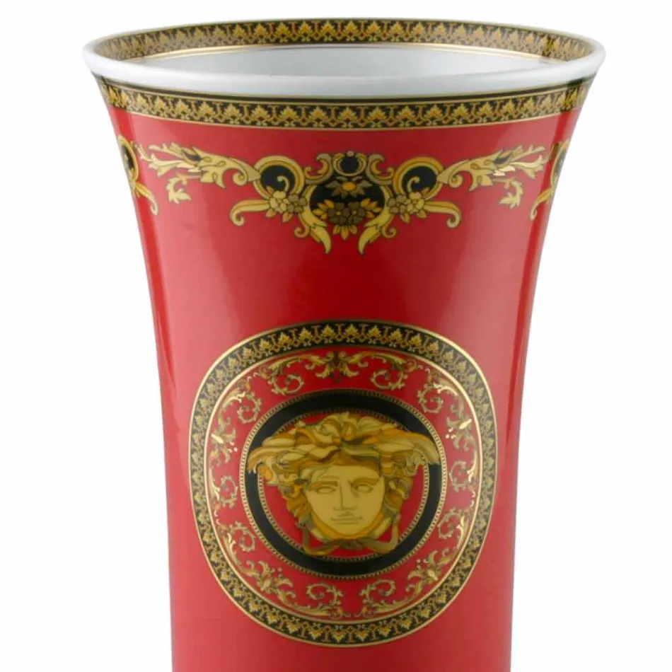 Rosenthal Versace Medusa Red Vaza moderne de design 34cm porțelan Viadurini