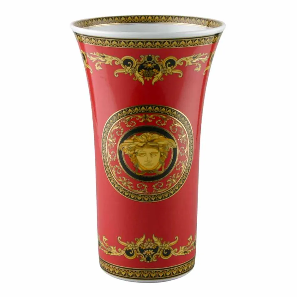 Rosenthal Versace Medusa Red Vaza moderne de design 34cm porțelan Viadurini