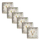 Rosenthal Versace Virtus Gala 6 boluri pătrate plate 15x15 cm din porțelan - baroc Viadurini