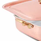 Friptură și capac dreptunghiular din cupru conservat manual 37x27 cm - Mariateresa Viadurini