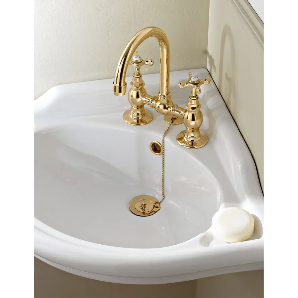 Robinet clasic de punte din alamă, realizat manual, pentru chiuvetă - Fioretta Viadurini