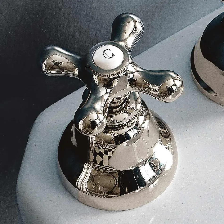 Baterie clasica pentru bideu cu 3 orificii cu gunoi din alama Made in Italy - Ercolina Viadurini