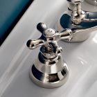 Robinet pentru chiuveta baie cu 3 orificii din alama cu scurgere in stil clasic - Ercolina Viadurini