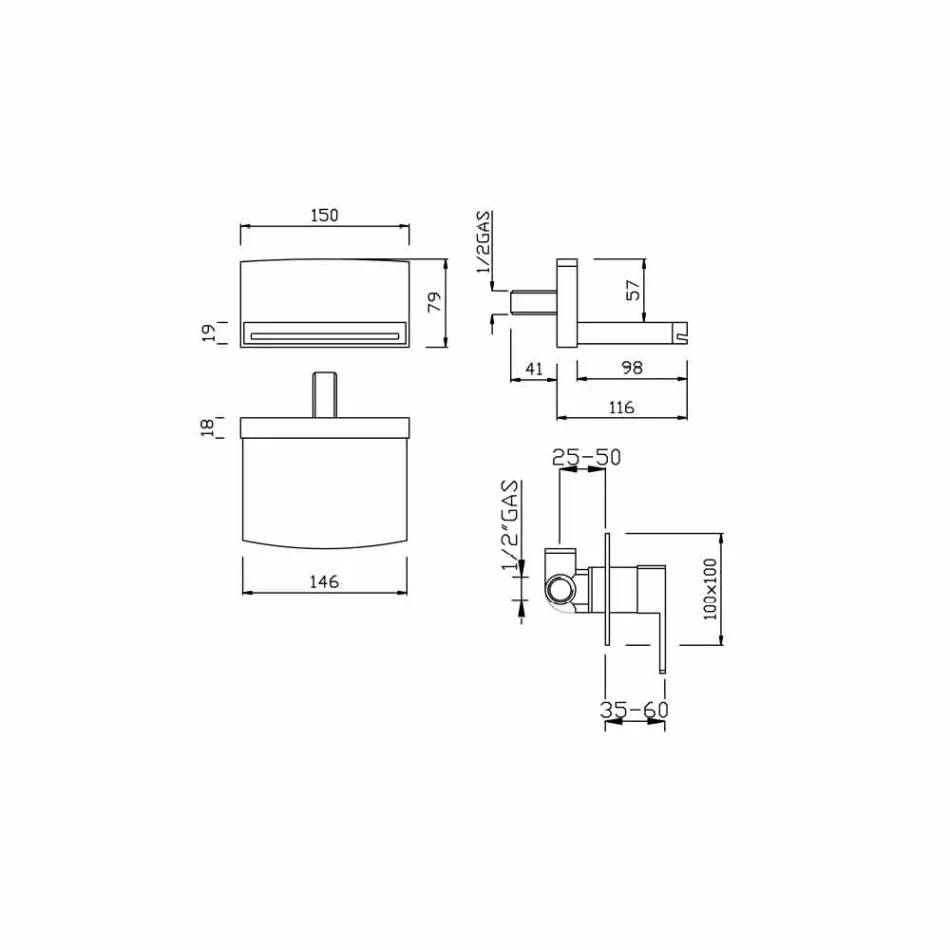 Robinet de perete cu cascadă Made in Italy - Sika Viadurini