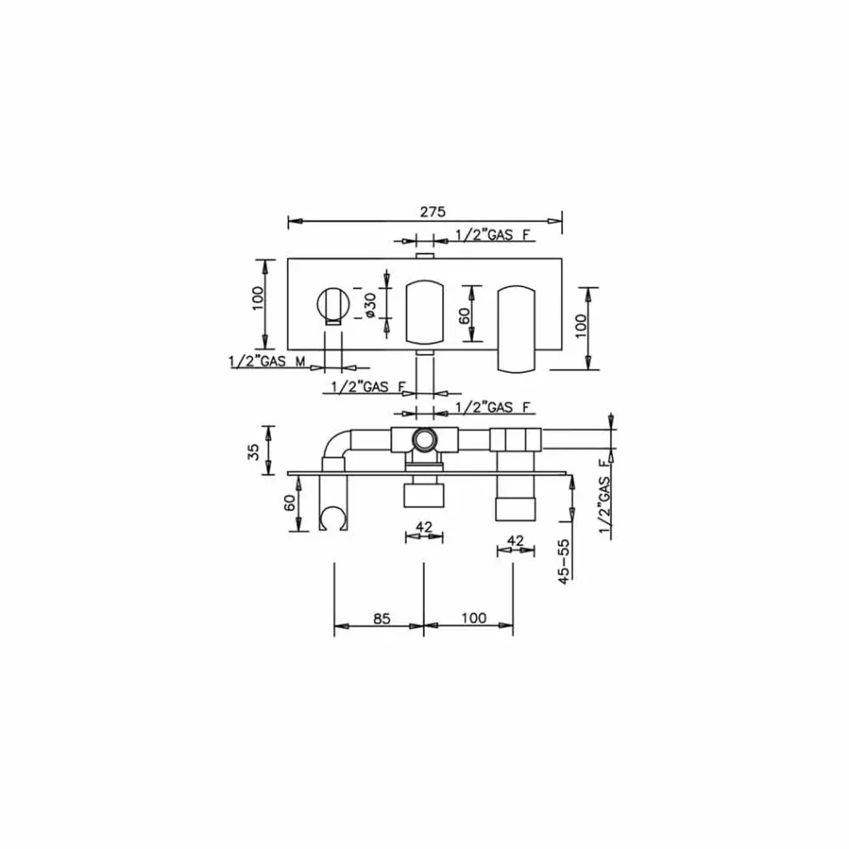 Robinet de duș design cu deviator cu 3 căi Fabricat în Italia - Sika Viadurini