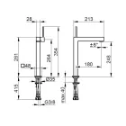 Baterie de lavoar din alamă cu design pătrat - Erik Viadurini