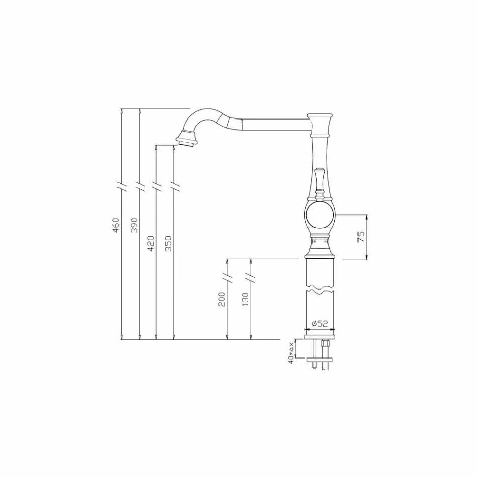 Robinet pentru bazin cu design înalt, fabricat în Italia - Neno Viadurini