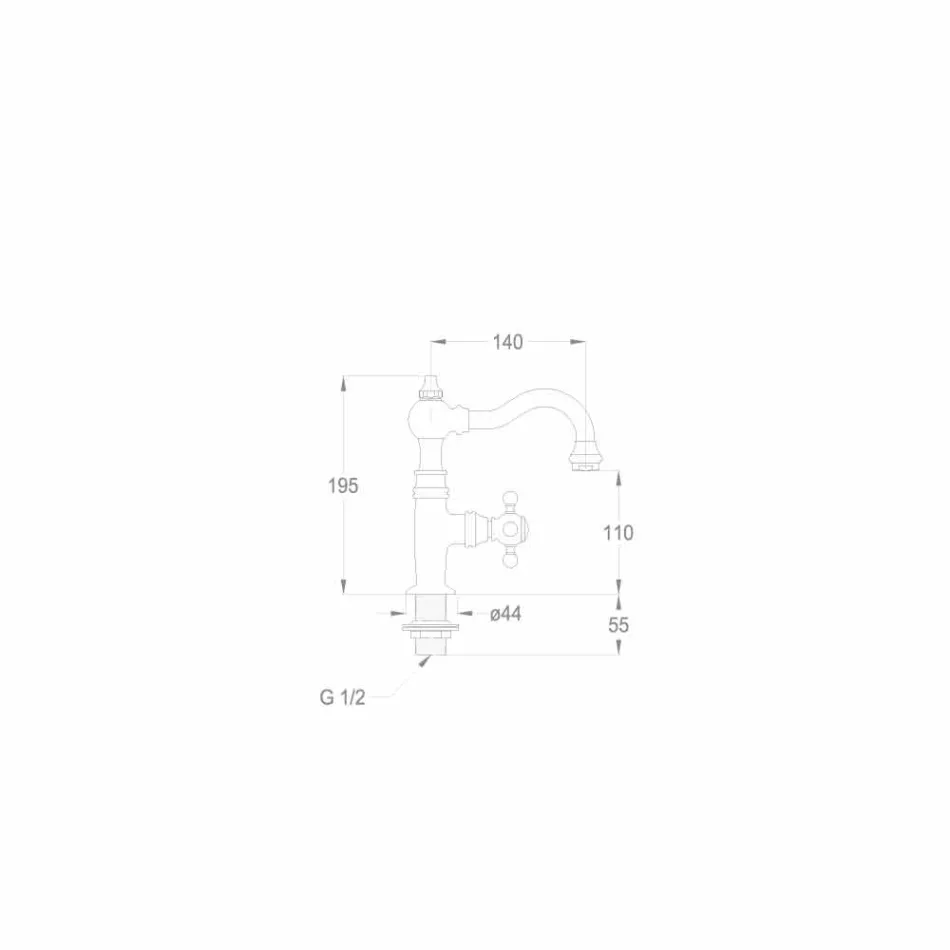 Robinet de baie pentru baie monocomandă din alamă, fabricat în Italia - Binsu Viadurini