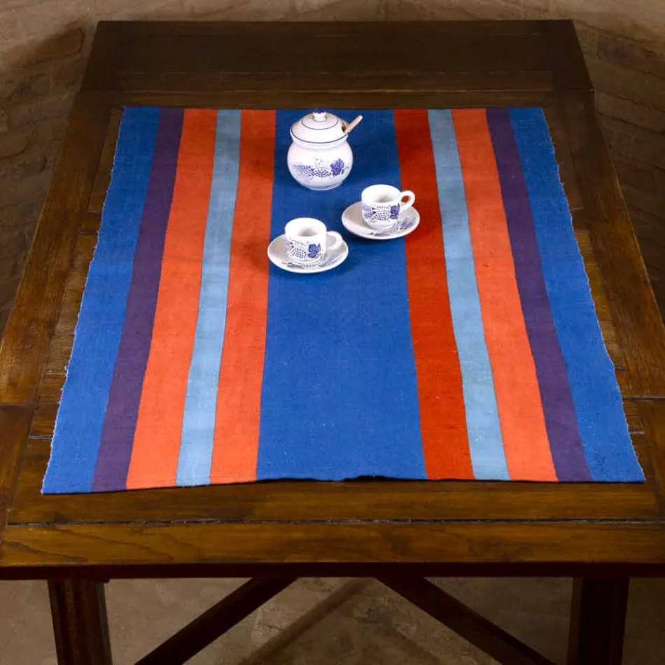 Runner de artă italiană produsă și pictată manual în piesă unică de cânepă - mărci Viadurini