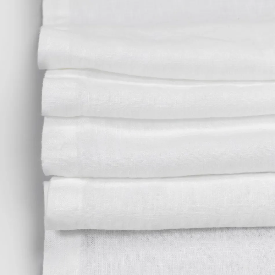 Runner de masă din in cu dantelă albă de calitate italiană de lux - Farnese Viadurini