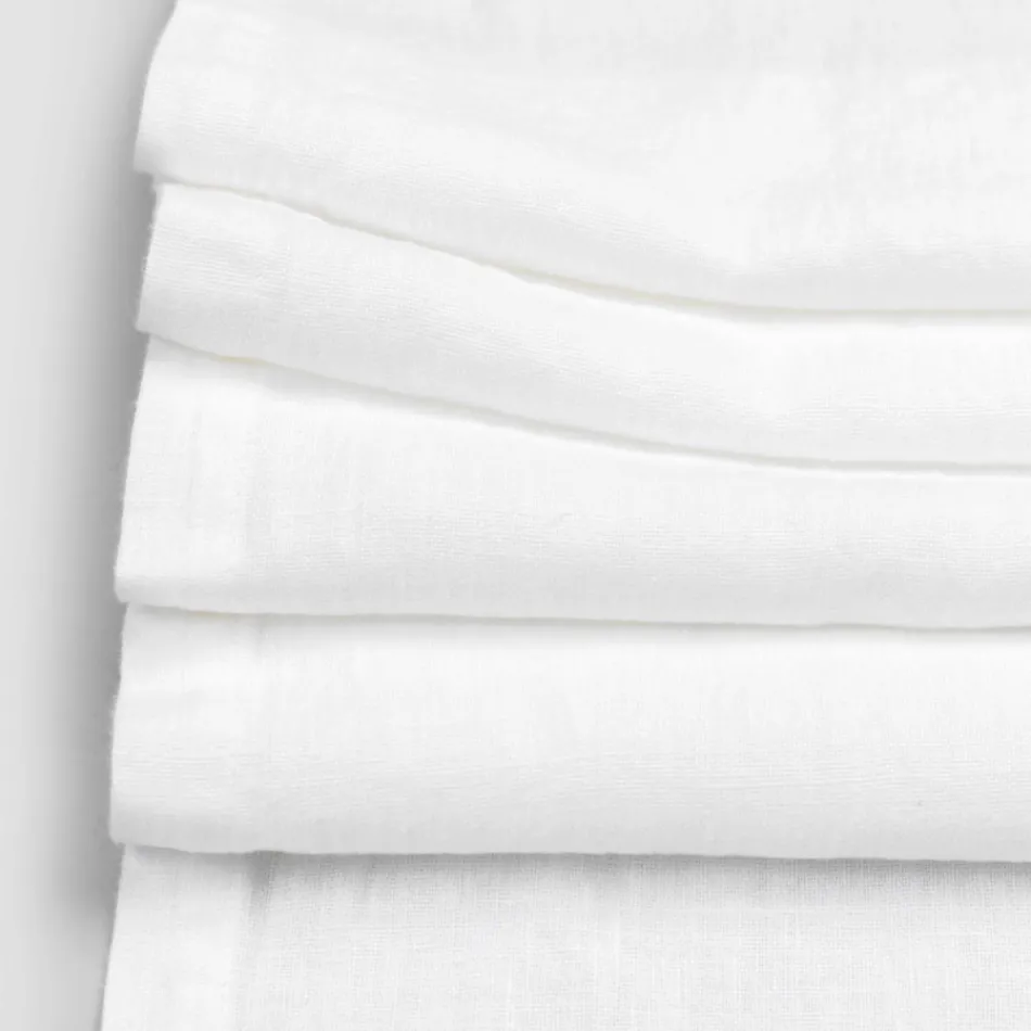 Runner de masă din in cu dantelă albă de calitate italiană de lux - Farnese Viadurini