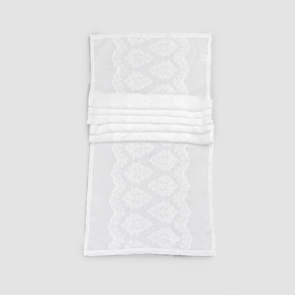 Aleer de masă din in 100% cu broderie italiană de lux - Jujube Viadurini