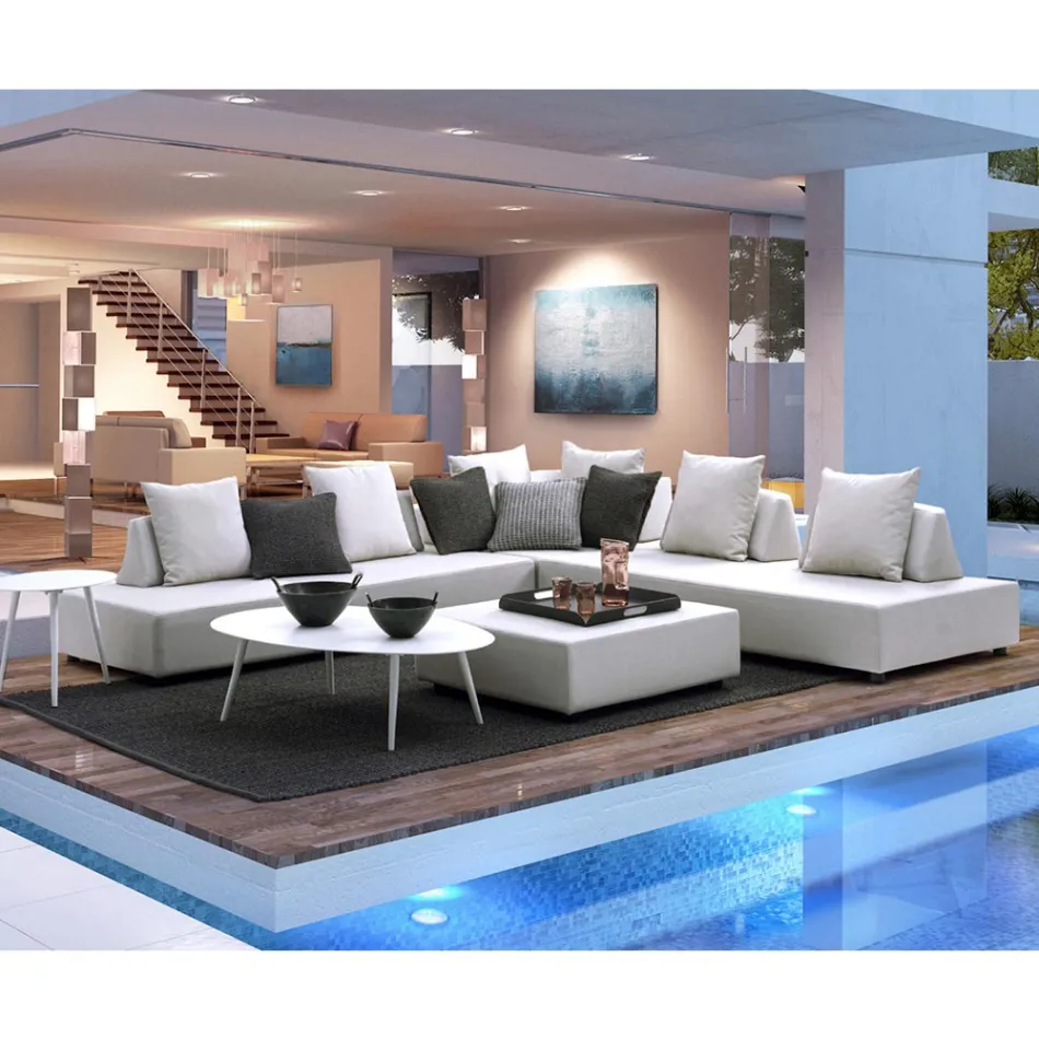 Lounge în colț exterior de design modern în țesătură de casă - Benito Viadurini