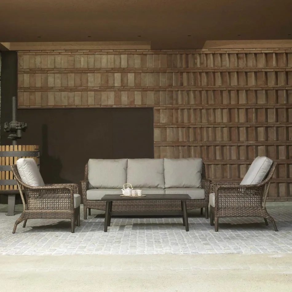 Camera de zi compusă din 2 fotolii, 1 canapea și 1 masă de cafea - umbrelă Viadurini