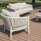 Camera de zi compusă din 2 fotolii, 1 canapea și 2 măsuțe de cafea din aluminiu - Fusion Viadurini