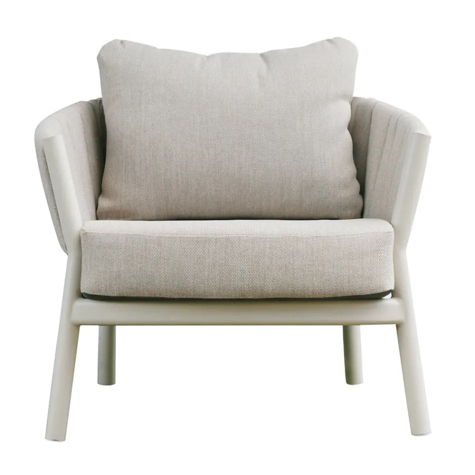 Camera de zi compusă din 2 fotolii, 1 canapea și 2 măsuțe de cafea din aluminiu - Fusion Viadurini