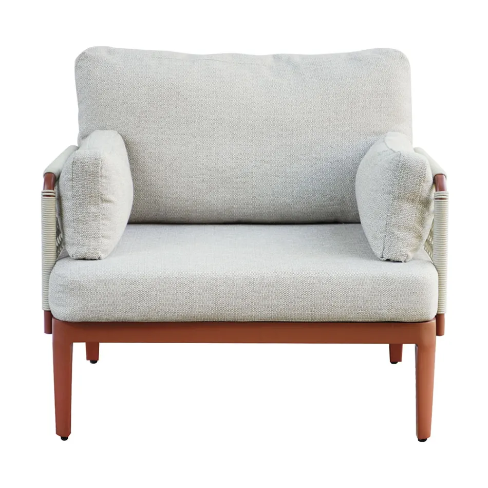 Cameră de zi compusă din 2 fotolii, 1 canapea și măsuță de cafea din aluminiu - Symphony Viadurini