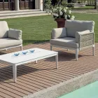 Cameră de zi compusă din 2 fotolii, 1 canapea și măsuță de cafea din aluminiu - Symphony Viadurini