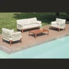 Cameră de zi compusă din 2 fotolii, 1 canapea și măsuță de cafea din aluminiu - Symphony Viadurini