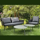 Sufragerie Formata Din Canapea, Fotolii si 2 Masute de cafea din aluminiu - Yuma Viadurini