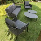 Sufragerie Formata Din Canapea, Fotolii si 2 Masute de cafea din aluminiu - Yuma Viadurini