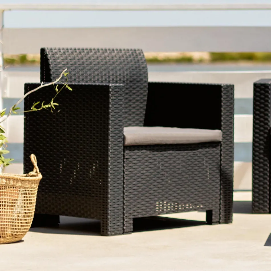 Sufragerie cu 1 canapea, 2 fotolii și 1 măsuță de cafea cu perne de scaun - Mașină Viadurini