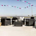 Sufragerie cu 1 canapea, 2 fotolii și 1 măsuță de cafea cu perne de scaun - Mașină Viadurini