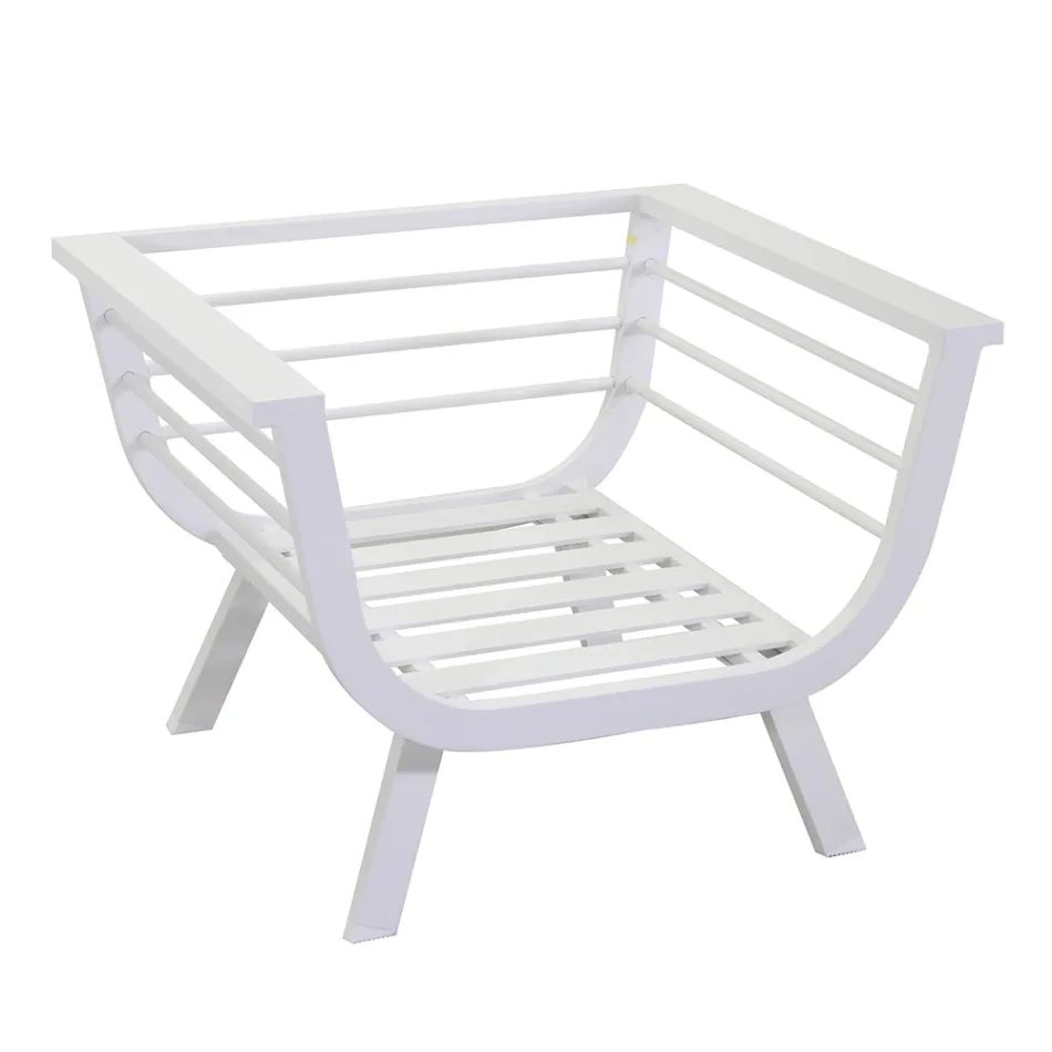 Sufragerie în aer liber compusă din 1 canapea cu 3 locuri, 2 fotolii și 1 măsuță de cafea - Righello Viadurini