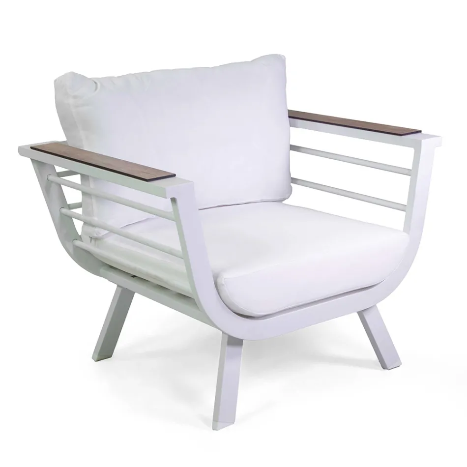 Sufragerie în aer liber compusă din 2 fotolii și 1 masă din aluminiu - Righello Viadurini