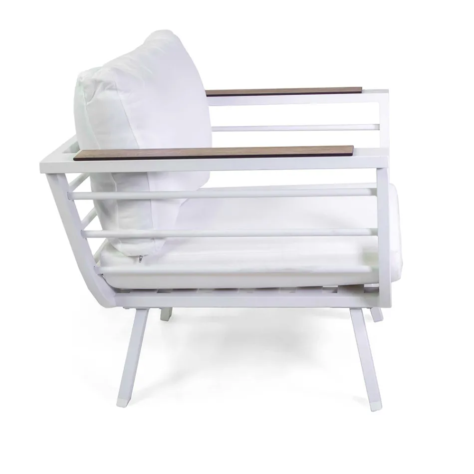 Sufragerie în aer liber compusă din 2 fotolii și 1 masă din aluminiu - Righello Viadurini