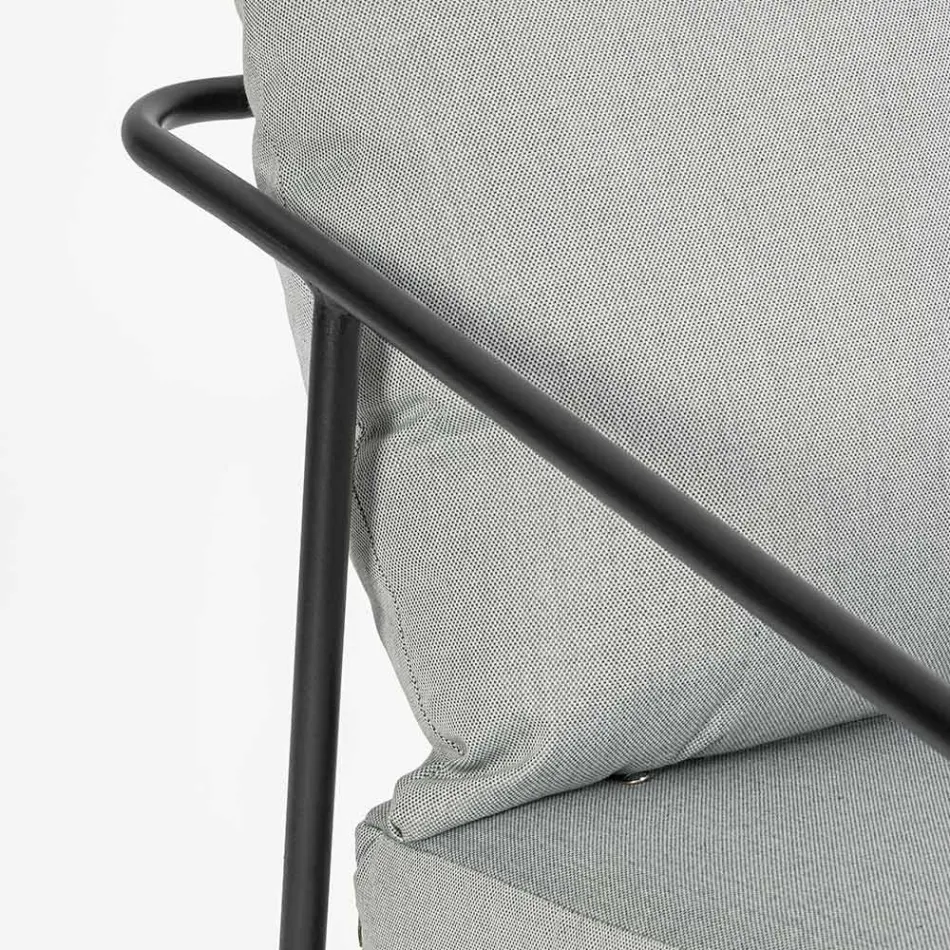 Living în aer liber cu 1 canapea, 2 fotolii și 2 mese din oțel - Prefer Viadurini