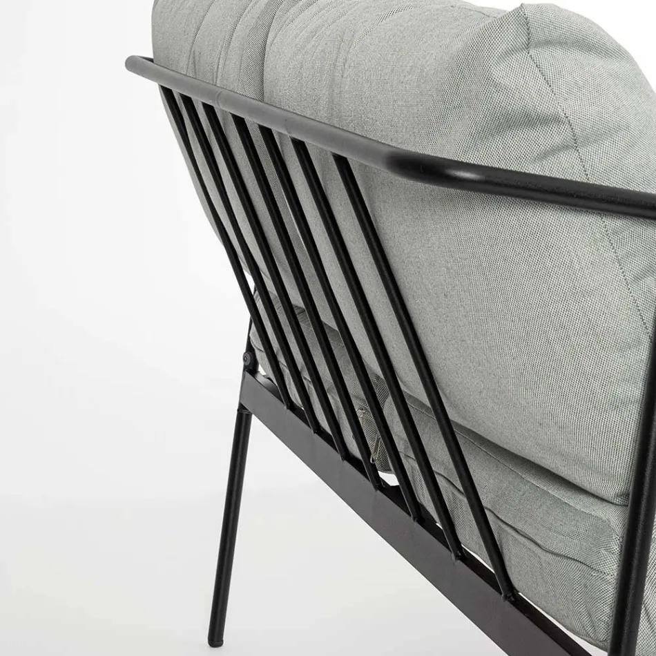 Living în aer liber cu 1 canapea, 2 fotolii și 2 mese din oțel - Prefer Viadurini