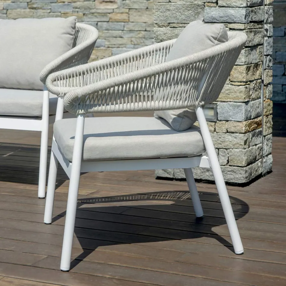 Camera de zi în aer liber cu perne rotunjite și brațe - Zenith Viadurini