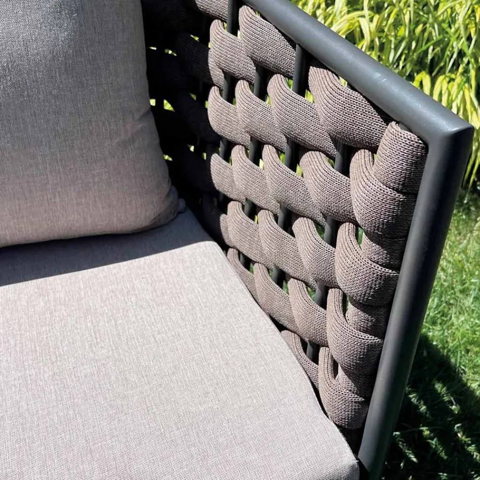 Sufragerie in aer liber cu Canapea, Fotoliu si Masuta de cafea dreptunghiulara - Dandelium Viadurini