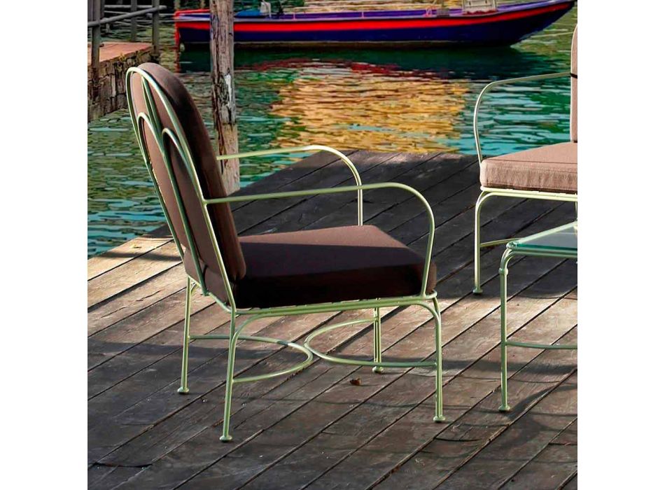 Lounge în aer liber cu structură de fier realizată manual Made in Italy - Melinda Viadurini