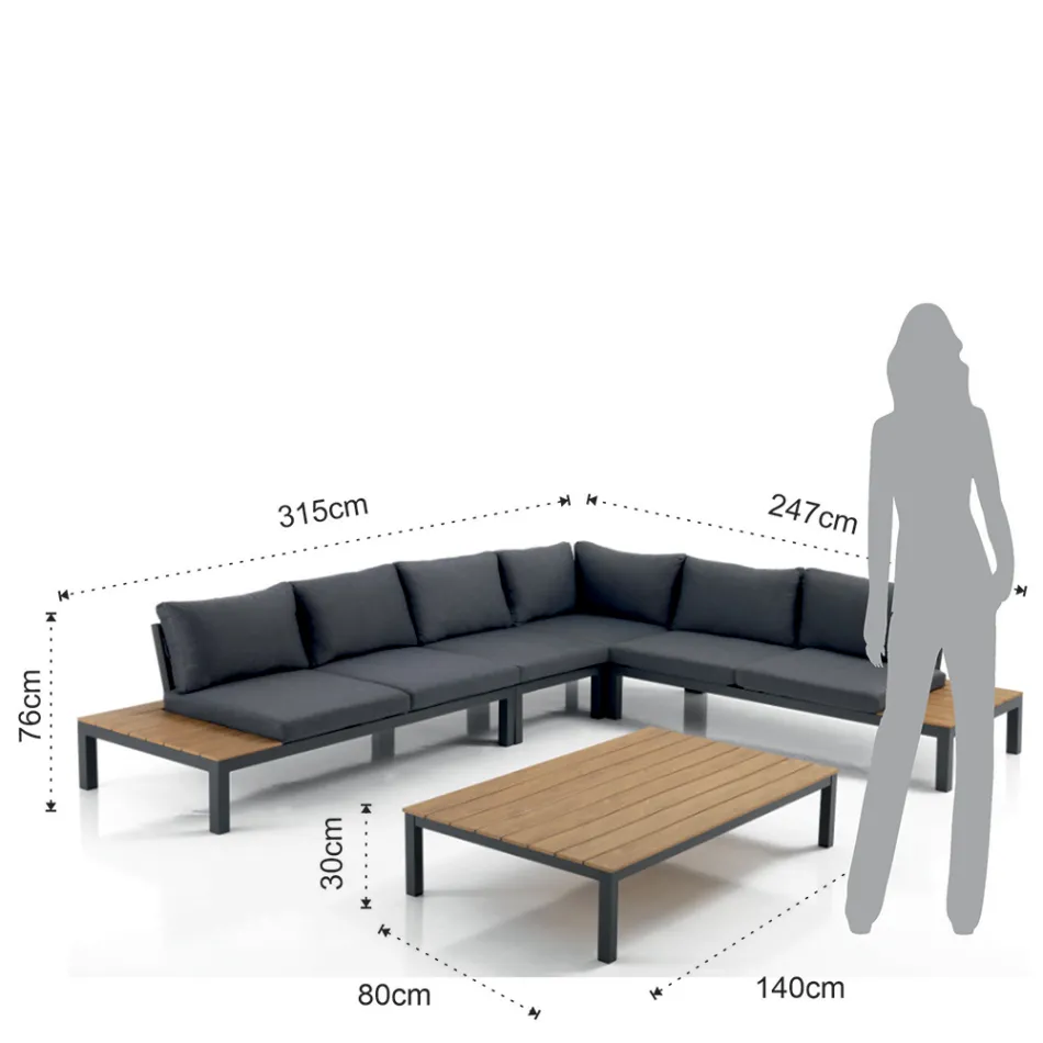 Sufragerie în aer liber și interior compusă din 1 canapea de colț și 1 măsuță de cafea - Savoir Viadurini