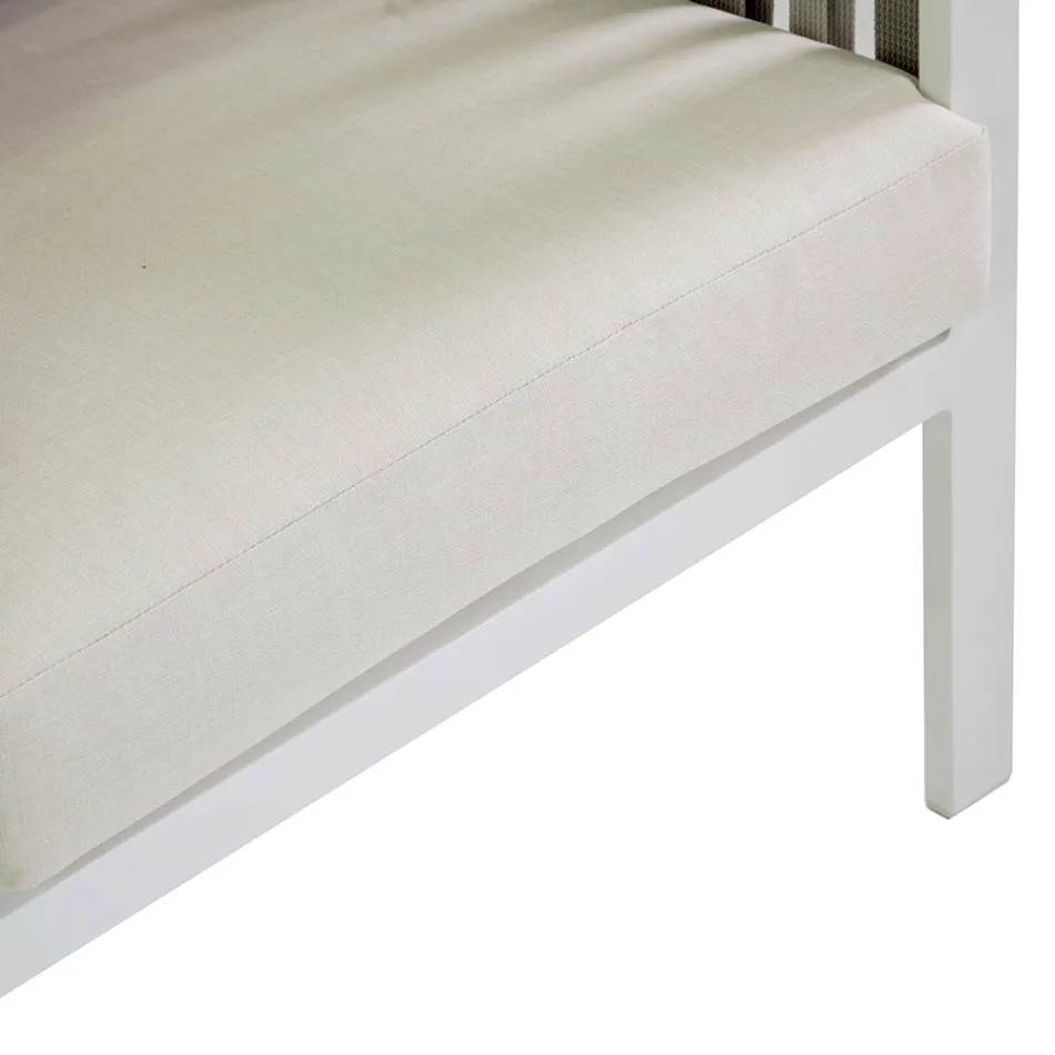 Lounge în aer liber din aluminiu alb și perne crem - Relaz Viadurini