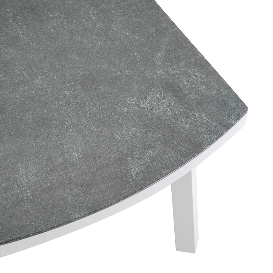 Lounge în aer liber din aluminiu alb și perne crem - Relaz Viadurini