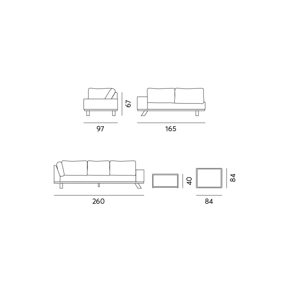 Lounge Exterior din Aluminiu Negru cu Masuta de Cafea Ceramica - Ghislain Viadurini