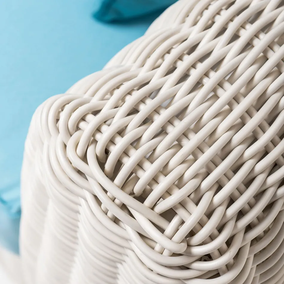 Lounge în aer liber din Polyrattan și perne albastre - Charlie Viadurini